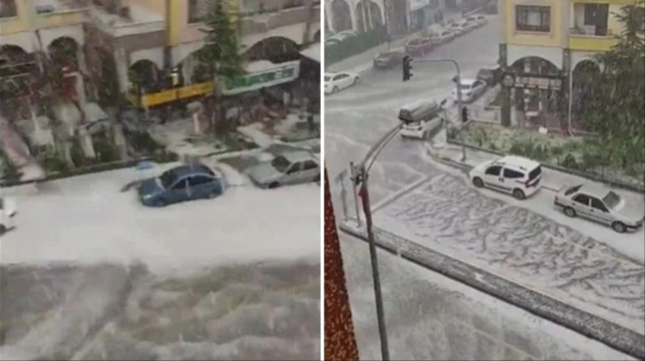 Ankara'da aniden bastıran dolu yağışı vatandaşlara zor anlar yaşattı