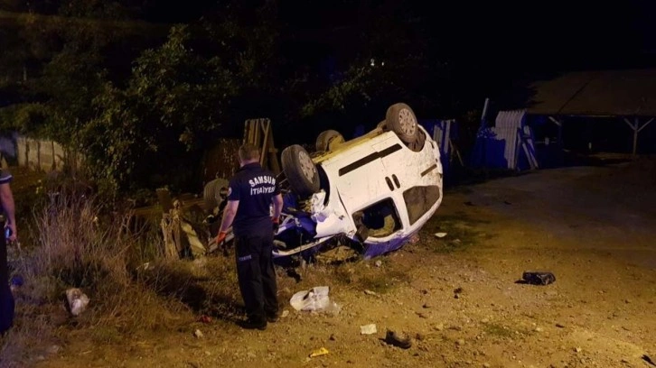 Samsun'da takla atan araç 2 kişiye mezar oldu 3 kişi yaralandı