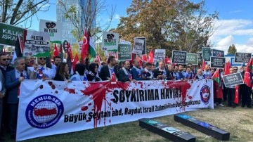 ABD Büyükelçiliği önünde İsrail protestosu! İki tabut bıraktılar