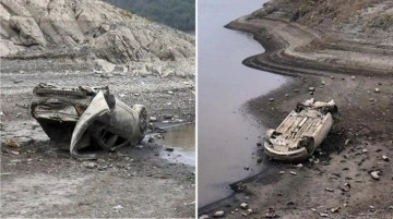 Alibeyköy Braajı'nda sular çekilince otomobil ortaya çıktı
