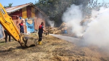 Amasya'da yangın: 10 ton saman küle döndü