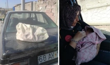 Araç üzerine 'torba' içinde bırakılan bebek, korumaya alındı