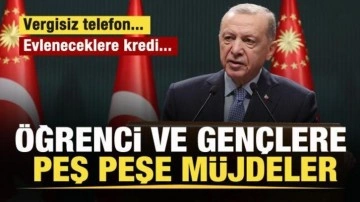 Cumhurbaşkanı Erdoğan'dan öğrenci ve gençlere peş peşe müjdeler: Vergisiz telefon...