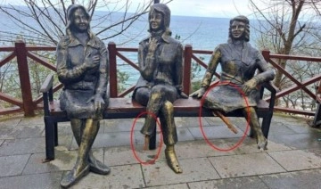 Bu heykelden kim, ne istiyor? Ordu'da 'Üç Kız' heykeline dördüncü saldırı!