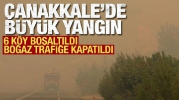 Çanakkale'de orman yangını! 6 köy boşaltıldı, Boğaz gemi trafiğine açıldı