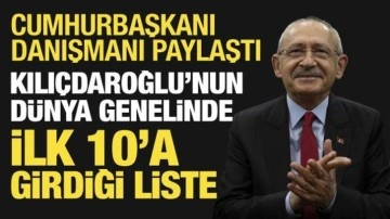 Cumhurbaşkanı Danışmanı paylaştı: Kılıçdaroğlu'nun dünyada ilk 10'a girdiği liste