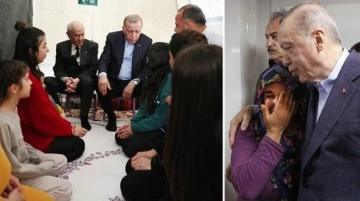Cumhurbaşkanı Erdoğan, Bahçeli'yle birlikte deprem bölgesine moral ziyaretinde bulundu