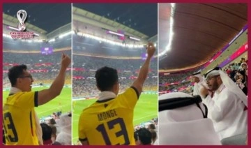 Dünya Kupasının açılış maçında Ekvadorlu taraftar Katarlılara para işareti yaptı