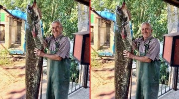 Edirne'de amatör balıkçı tam 40 kiloluk yayın balığı tuttu