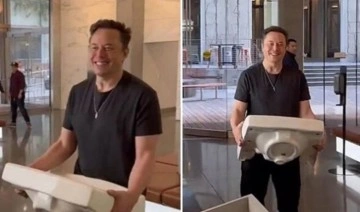 Elon Musk, Twitter merkezine girerken elinde lavabo taşıdı