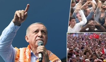 Erdoğan'ın konuştuğu AKP mitinginde dikkat çeken kare: Millet İttifakı'nın kalp işaretini