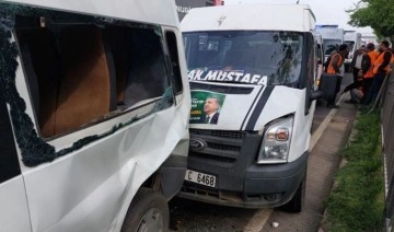 Erdoğan'ın mitingine giden konvoyda zincirleme kaza: 4 yaralı