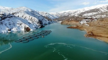 Erzincan'daki Göyne Sulama Barajı buzla kaplandı