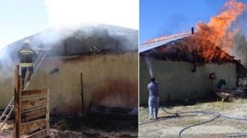 Erzurum'da sobadan çıkan yangında bir ev kül oldu!