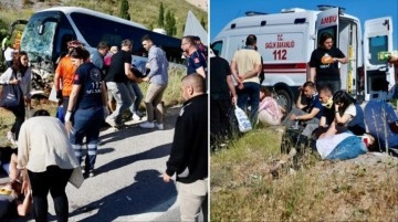 Eskişehir'de yolcu otobüsü boş araziye uçtu! 35 kişi yaralandı