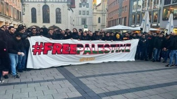 Galatasaraylı taraftarlardan Almanya'da Filistin'e destek!