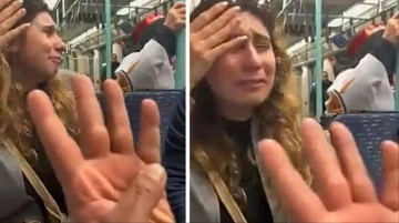 Genç kız, AK Parti bayrağı ile tramvaya binenleri görünce hüngür hüngür ağladı