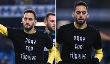 Hakan Çalhanoğlu, 'Türkiye için dua et' yazılı tişörtle ısınmaya çıktı