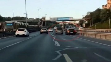 Haliç Köprüsünde inatlaşan sürücüler herkesin hayatını tehlikeye attı!