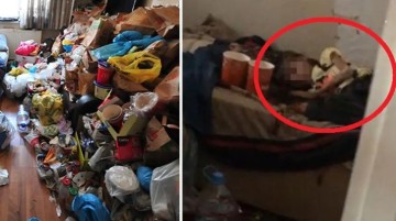 İcra ekibinin boşaltmak için girdiği çöp evden 1 yıldır odada kilitli tutulan çocuk çıktı