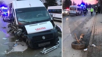 İşçileri taşıyan minibüs ağaca çarptı: 12 kişi yaralandı!