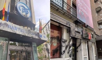 İspanya'da çevreci aktivistler, parti binalarını boyadı