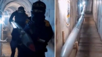 İsrail'e gözdağı! Hamas yeraltı tünellerinde sakladığı füzelerin görüntülerini yayınladı