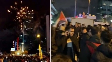 İstanbul'da protestocular İsrail Konsolosluğu'na havai fişek attı