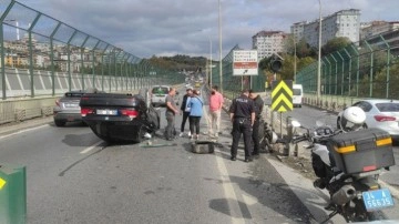 İstanbul'daki Haliç Köprüsü'nde otomobil devrildi!