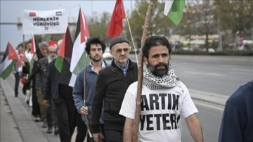 İstanbul'dan Gazze'ye yürüyüş başlatan grup Ankara'ya geldi