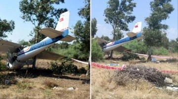 İzmir'de araziye çakılan uçak motor arızası nedeniyle düşmüş