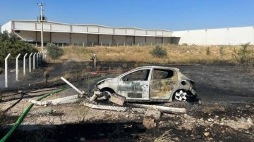 İzmir’de kaza yapan araçta çıkan yangın otluk alana sıçradı