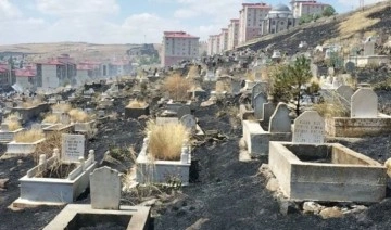 Kars kent merkezindeki mezarlıkta yangın çıktı