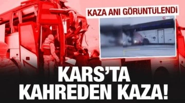 Kars'tan kahreden otobüs kazası! O anlar kamerada