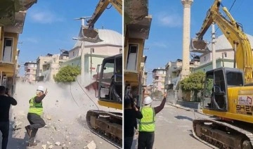 'Kontrollü' minare yıkımında işçi yaralandı