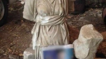 Kütahya'da Roma Dönemi'ne ait olduğu değerlendirilen heykel ele geçirildi