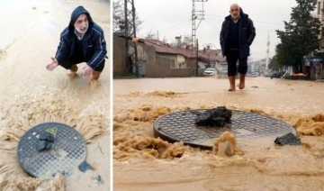 Malatya'da rögar taştı, cadde göle döndü: 'Deprem bir yandan, sel bir yandan...'