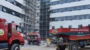 Marmaris'te hastane inşaatında yangın paniği