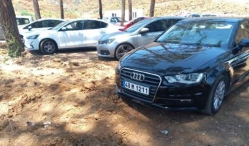 Marmaris'te yangından sonra dikilen fidanların üzerine araçlarını park ettiler!