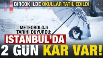 Meteoroloji duyurdu: İstanbul'da 2 gün kar yağacak! Birçok ilimizde okullar tatil edildi