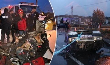 Nevşehir'de feci kaza! AFAD minibüsüyle çarpışan otomobil ikiye bölündü: 1 ölü, 9 yaralı