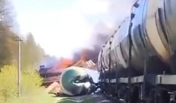 Rusya sınırında patlama, tren raydan çıktı