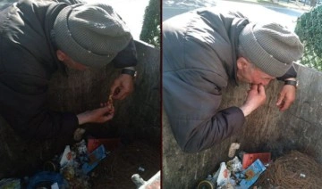 Samsun'da bir yurttaşın çöpten karnını doyurmaya çalışması yürekleri burktu