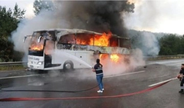 Son Dakika: TEM’de yolcu otobüsü alev alev yandı