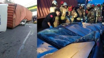 TIR otomobilin üzerine devrildi 4 kişi öldü! Ayrıntılar kahretti