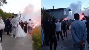 Trabzon'da pes dedirten görüntüler! Düğünde eline silah alan gelin havaya ateş etti