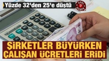 Türkiye'de şirketler büyürken çalışan maaşları yine eridi: Yüzde 32'den 25'e düştü