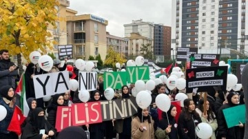 Tuzla Halil Türkkan İmam Hatip öğrencilerinden Filistin'e destek yürüyüşü
