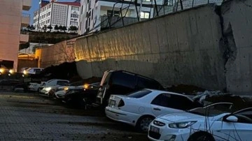 Yozgat’ta feci olay: İstinat duvarı çöktü, 11 araç hasar gördü!