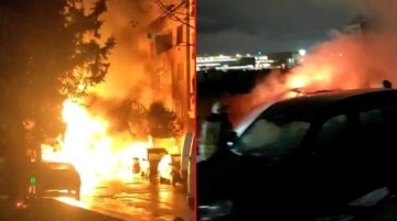 Zeytinburnu'nda bir sokakta doğal gaz patlaması! 4 araç alev aldı